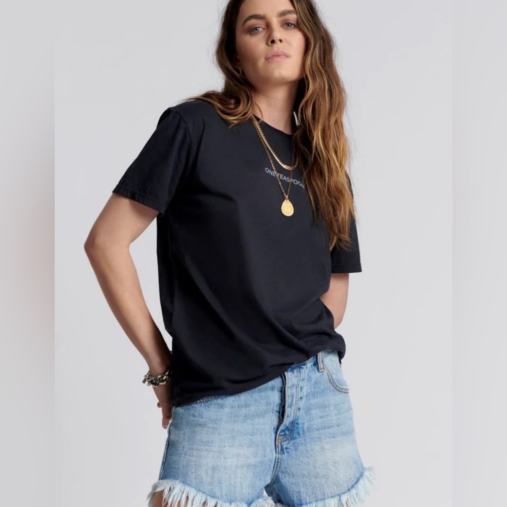 NWT One Teaspoon OT Logo Crew Neck Tee - Black Short Sleeve